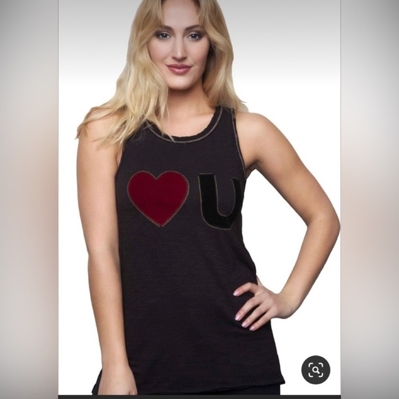 unsweetened new york Tops - Unsweetened New York Love U Tank Top Black & Red​​​​